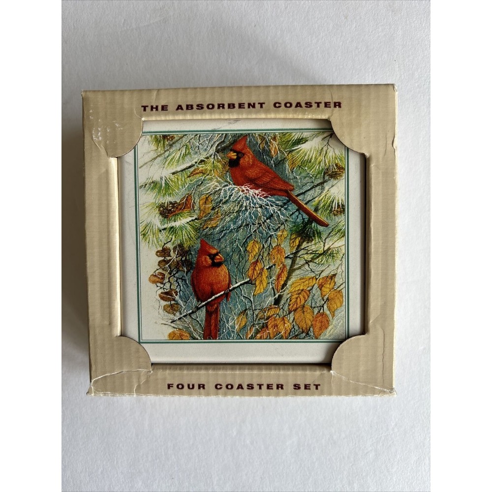 NEW AbsorbaStone Cardinal Four Coaster Set The Absorbent Coaster
